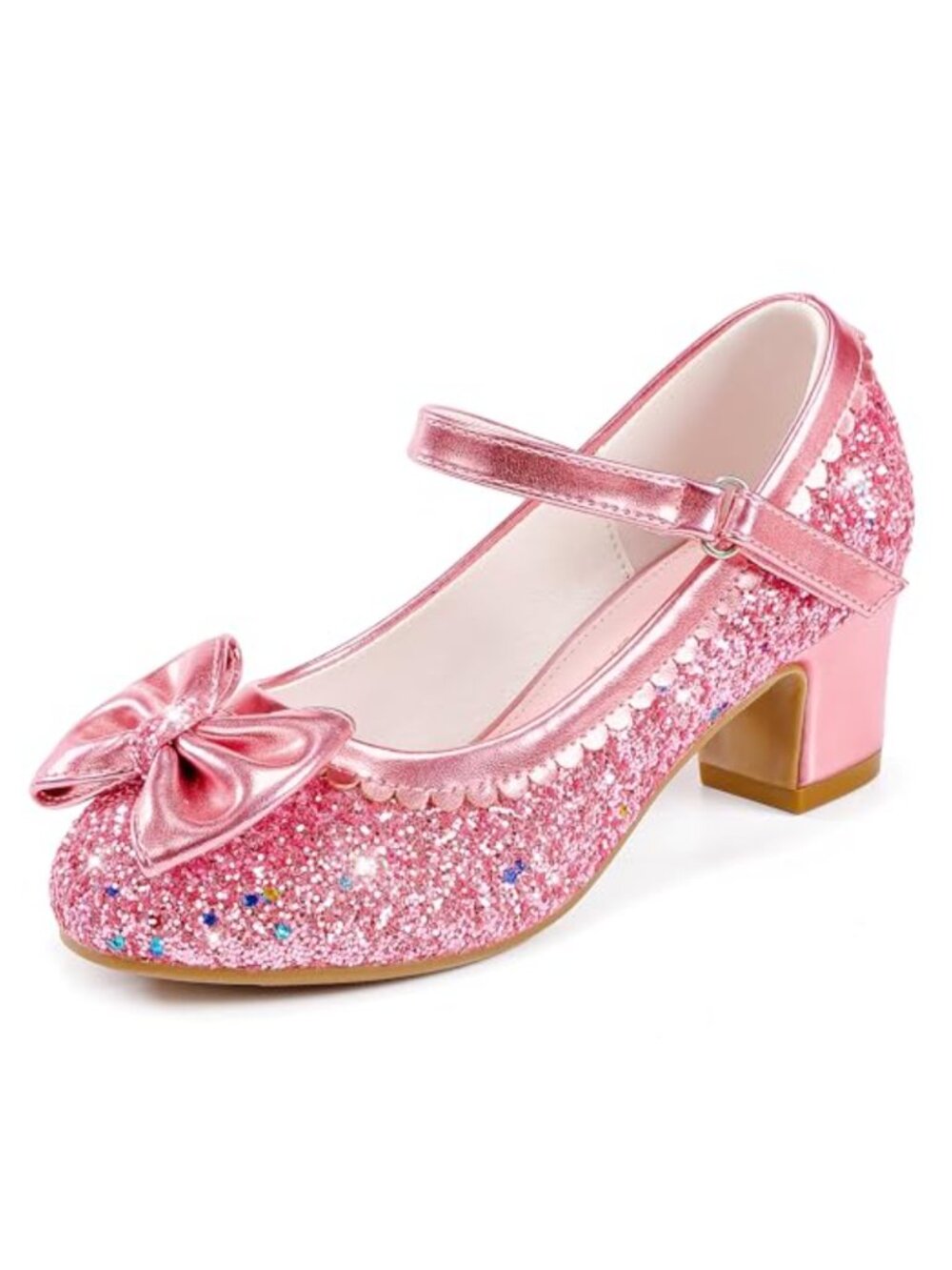 Girls Princess High Heels Sparkle Bowknot Mary Jane Dress Shoes